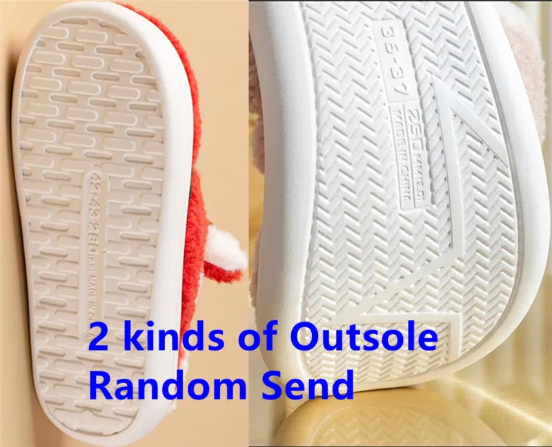 New 2025 Thick Sole Christmas Deer Slippers Women Men Indoor Warm Slipper Soft Plush Home Floor Lovers Winter Platform Shoes
