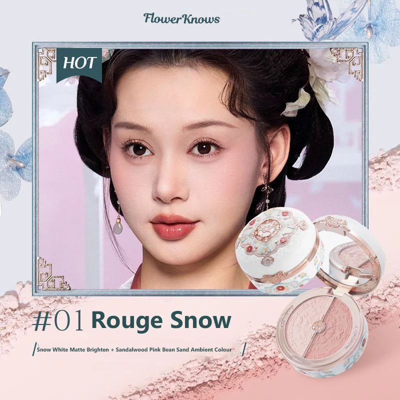 Flower Knows Blusher Butterfly Cloud Collar Collection Rouge Box Duo Blush For Dark Skin Peach Makeup For Cheeks Matte Finish