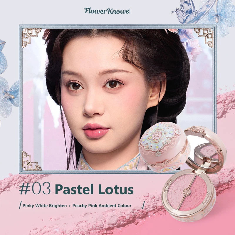 Flower Knows Blusher Butterfly Cloud Collar Collection Rouge Box Duo Blush For Dark Skin Peach Makeup For Cheeks Matte Finish