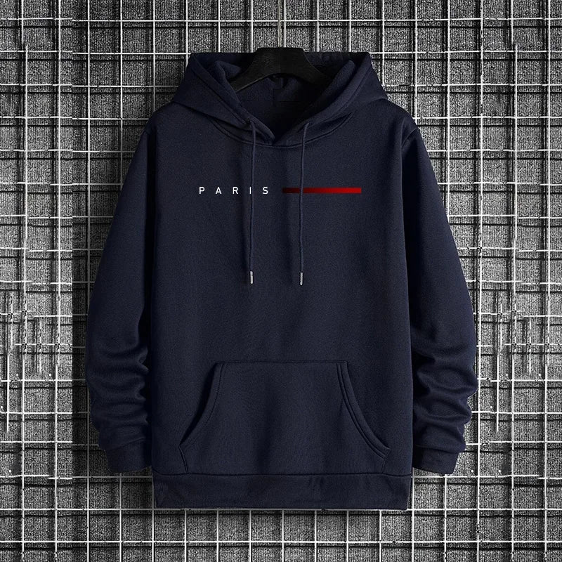 Trendy Mens Hooded Sweatshirt 2025 Urban Street Style Paris Hip Hop Fashion Hoodie Male Casual Cool Outerwear Autumn Winter Coat