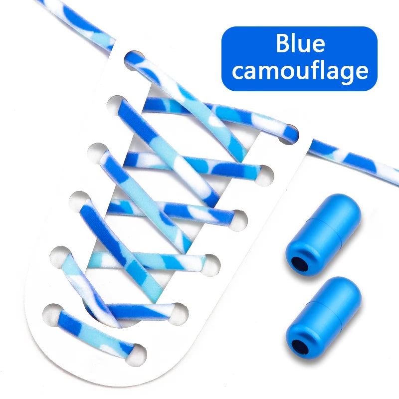 Frosted Capsule Buckle No Tie Shoelace Round Elastic Shoe Laces Sneakers Gradient Colorful Shoelace Without Ties for Kids Adult