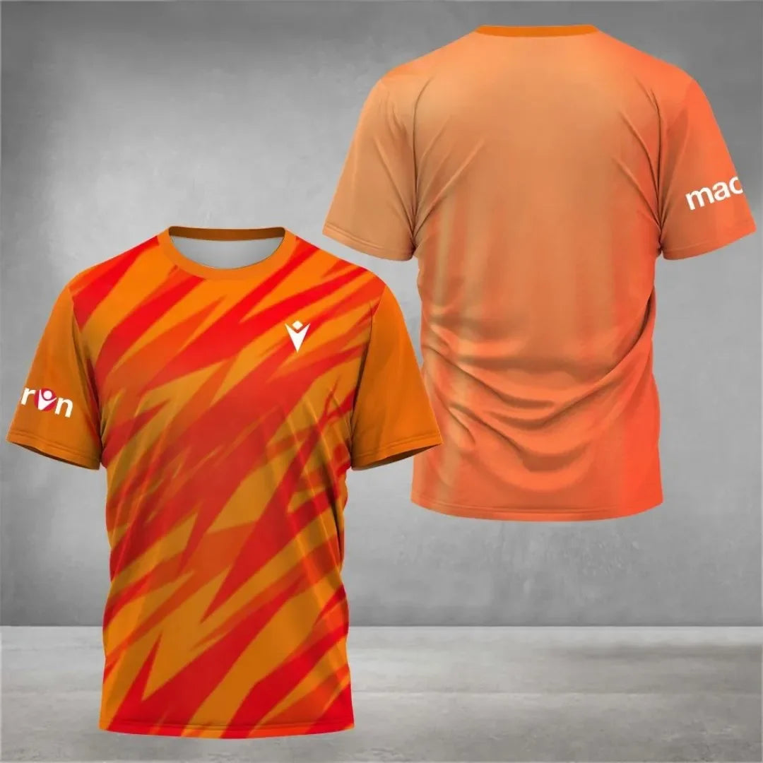 2025 summer new sports T-shirt comfortable breathable fast drying tennis round neck short sleeve summer new men's T-shirt casual
