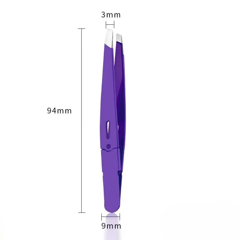 Colorful Slanted Eyebrow Tweezers Premium Stainless Steel for Fine Hair Pulling, Professional Beauty & Makeup Removal Tools