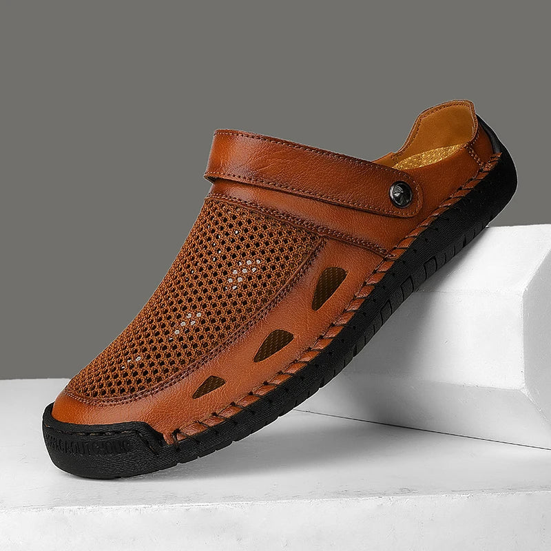 Soft Sole Male Simple Slippers Breathable Mens Summer Sneakers Casual Half Shoes Leisure Walk Half Drag Outdoor Non-Slip Sandals