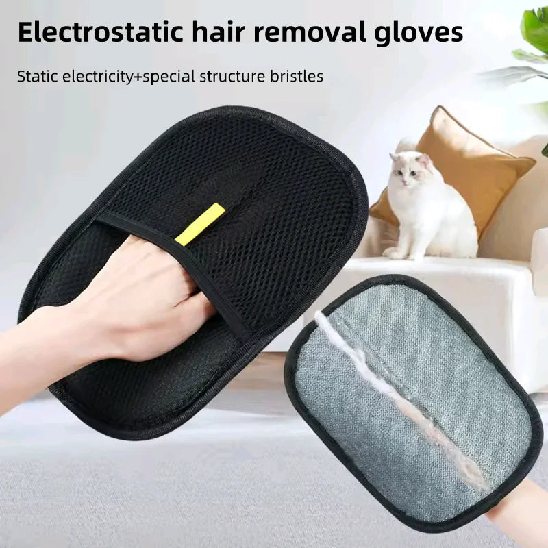 Pet Hair Remover Glove Double Sided Grooming Gloves Cat Dog Fur Cleaner Magic Shedding Mitt Reusable Lint Removal Pet Tool