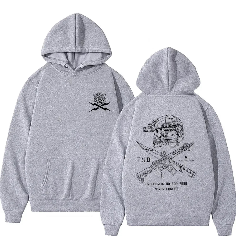 2025 Cool Sparta X-ray Tactical Skull Print Men Women Hooded Sweatshirt Autumn Winter Daily Outdoor Casual Loose Warm Sportswear