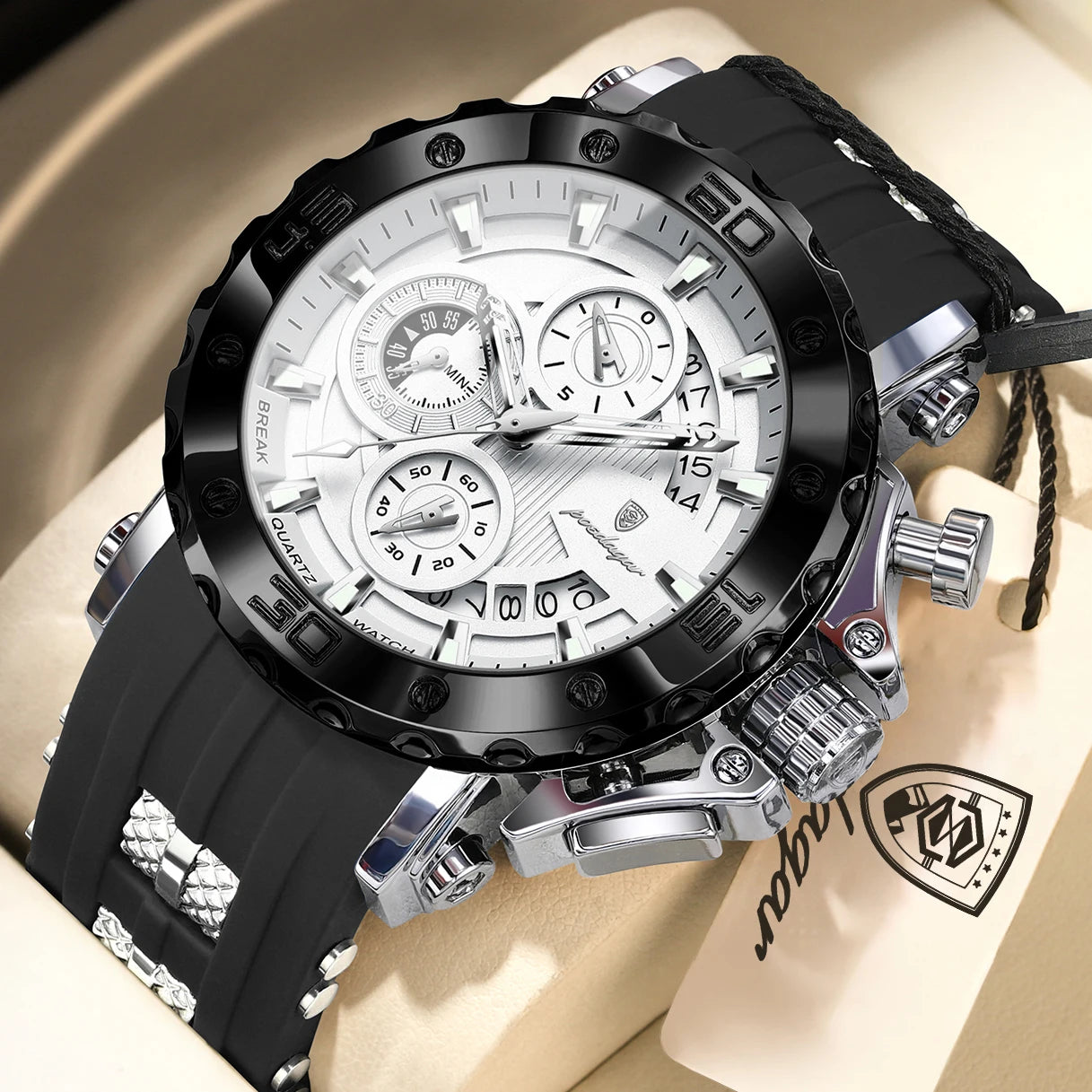 POEDAGAR Luxury Military Men Clock Luminous Waterproof Chronograph Date Men's Watch Silicone Quartz Sports Watches For Man Reloj