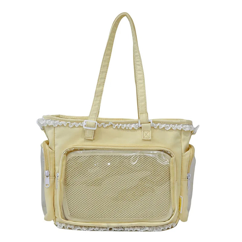 Japan Style Preppy Messenger Bag with Cute Bow Anime Shoulder Crossbody Bag For Sweet JK Girls Tote Bag