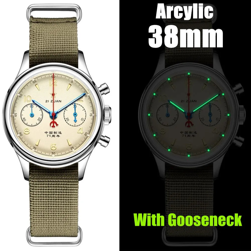 Seakoss Men 1963 Chronograph 38mm 40mm Acrylic Sapphire Glass Luminous Seagull ST1901 Movement Pilot Aviation Mechanical Watches