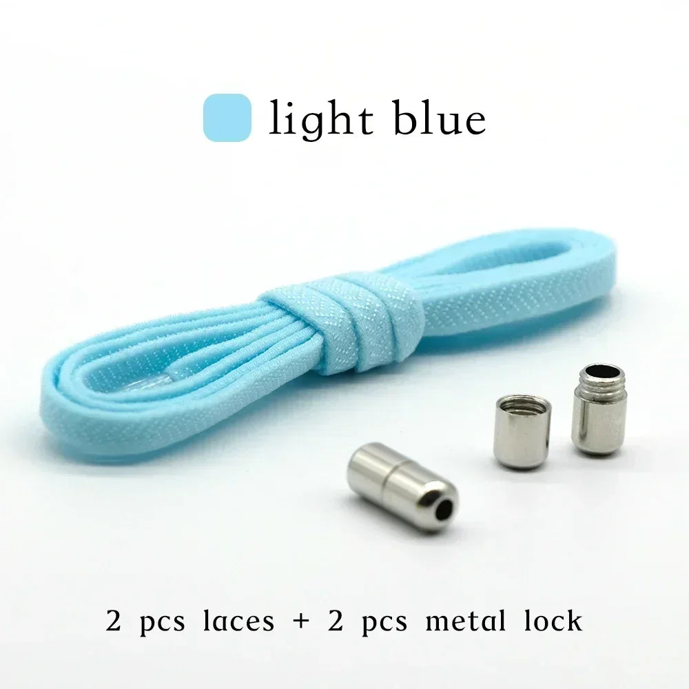 No Tie Shoelaces with Metal Lock – Flat Elastic Shoe Laces for Adults and Kids Sneakers, Quick Wear Shoe Strings for Lazy Day