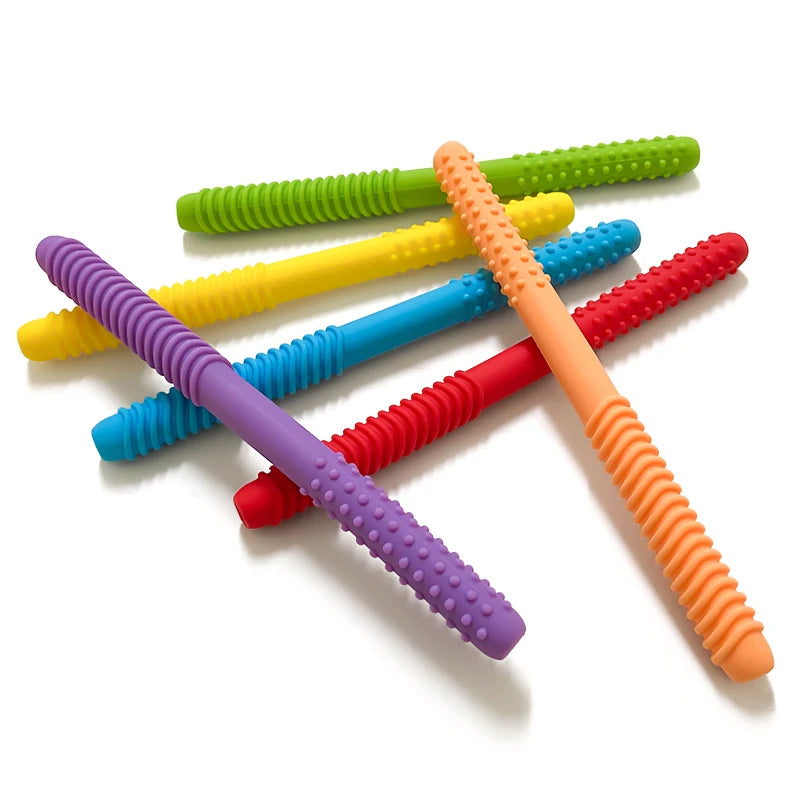 1pcs Straw Teether Children's Toy Soft Silicone Hollow Molar Stick Non-toxic Durable