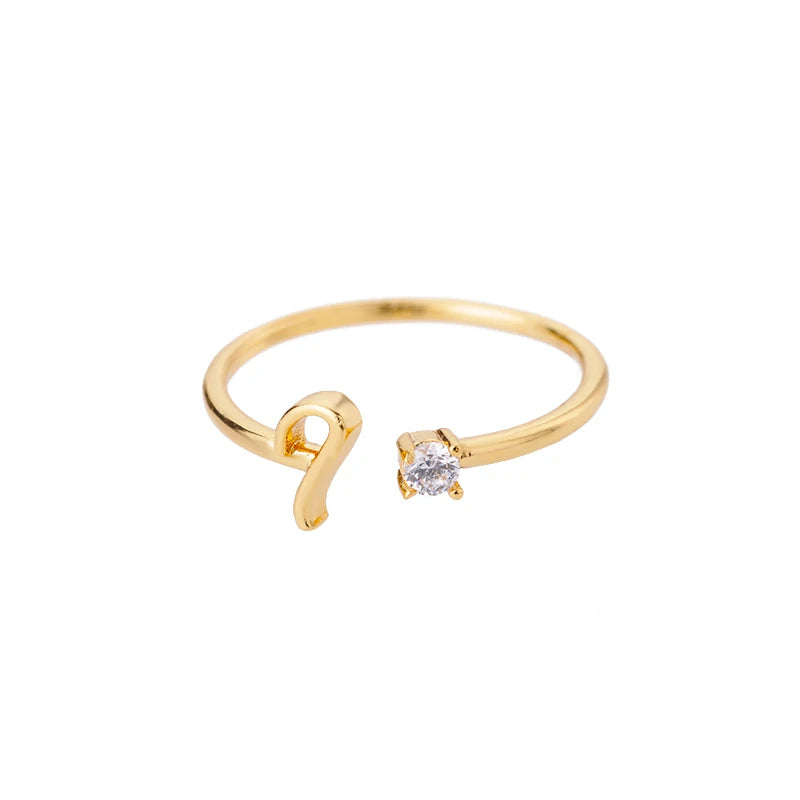 Zircon Tiny Initial Letter Rings For Women Stainless Steel A-Z Letters Adjustable Ring Female Christmas Aesthetic Jewelry Gift