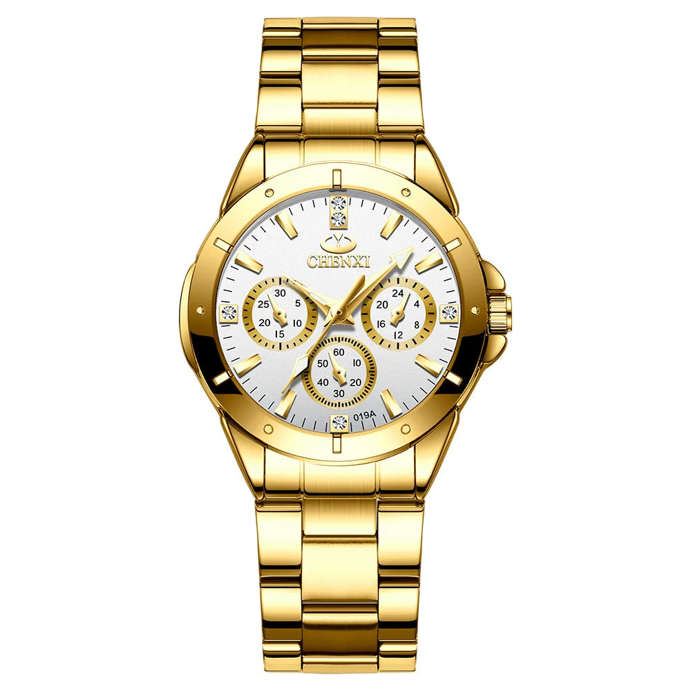 CHENXI Watches Women‘s Fashion Luxury All Stainless Steel High Quality Rhinestone Ladies Quartz Wristwatches for Women