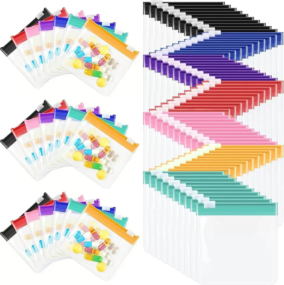 Reusable Travel Zipper Pill Bags Set 14pcs/7pcs/1pc Semi Transparent Self Sealing Medicine Storage Container for Travel