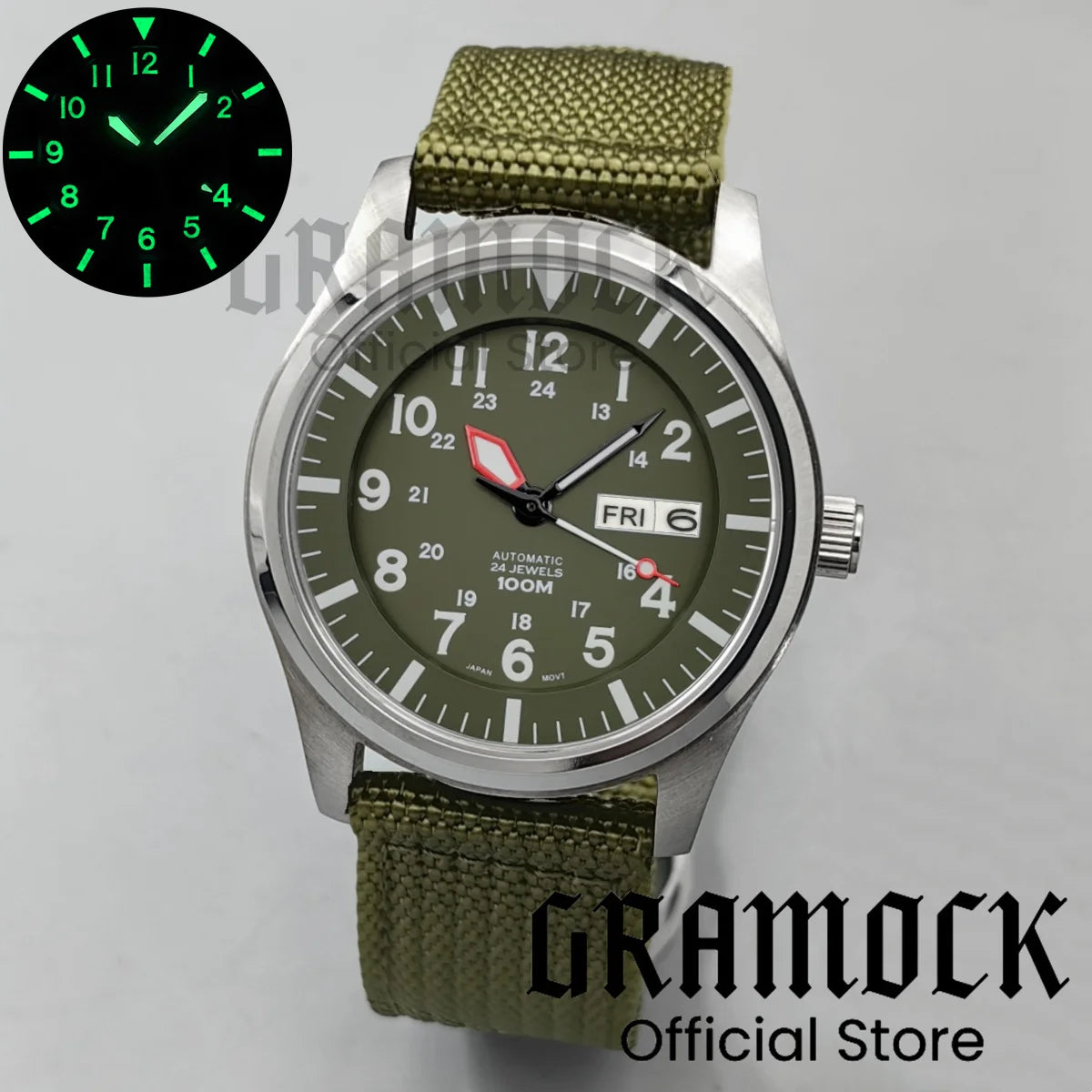 Gramock 42MM Men's Fashion NH36A Mechanical Sports Watches Black Dial Luminous Sapphire Glass Men Watch Waterproof Reloj Hombre