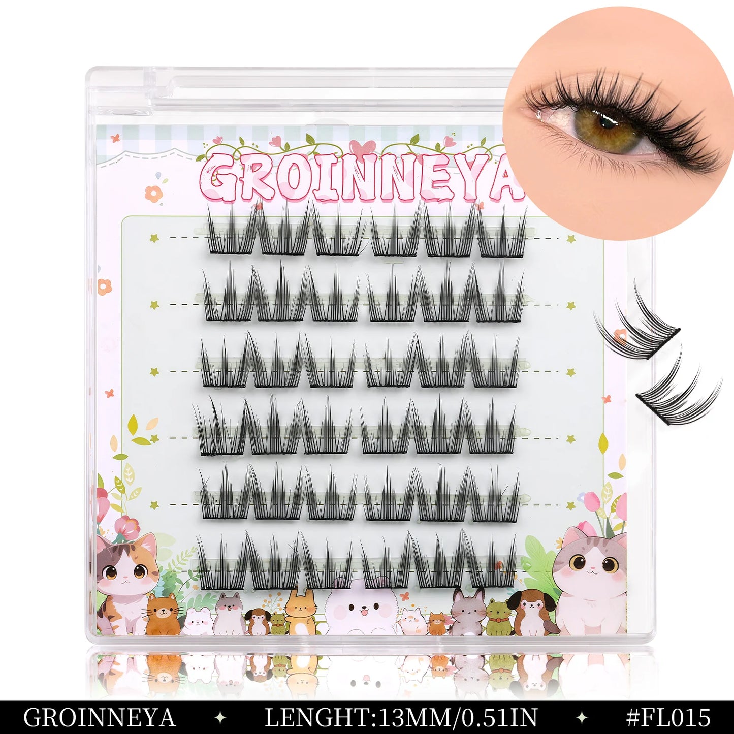 GROINNEYA Manga Cluster Lashes DIY Eyelash Extension Natural Individual Lashes Natural Curl Lash Clusters Makeup At Home