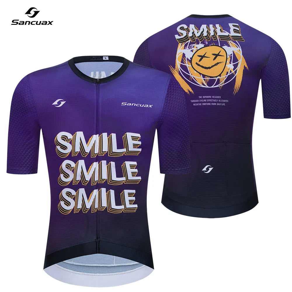 Men Cycling Jersey Sancuax Summer Cycling Racing Tops Short Sleeves Road Bike Cycling Jersey Breathable Quick Dry Cycling Shirts
