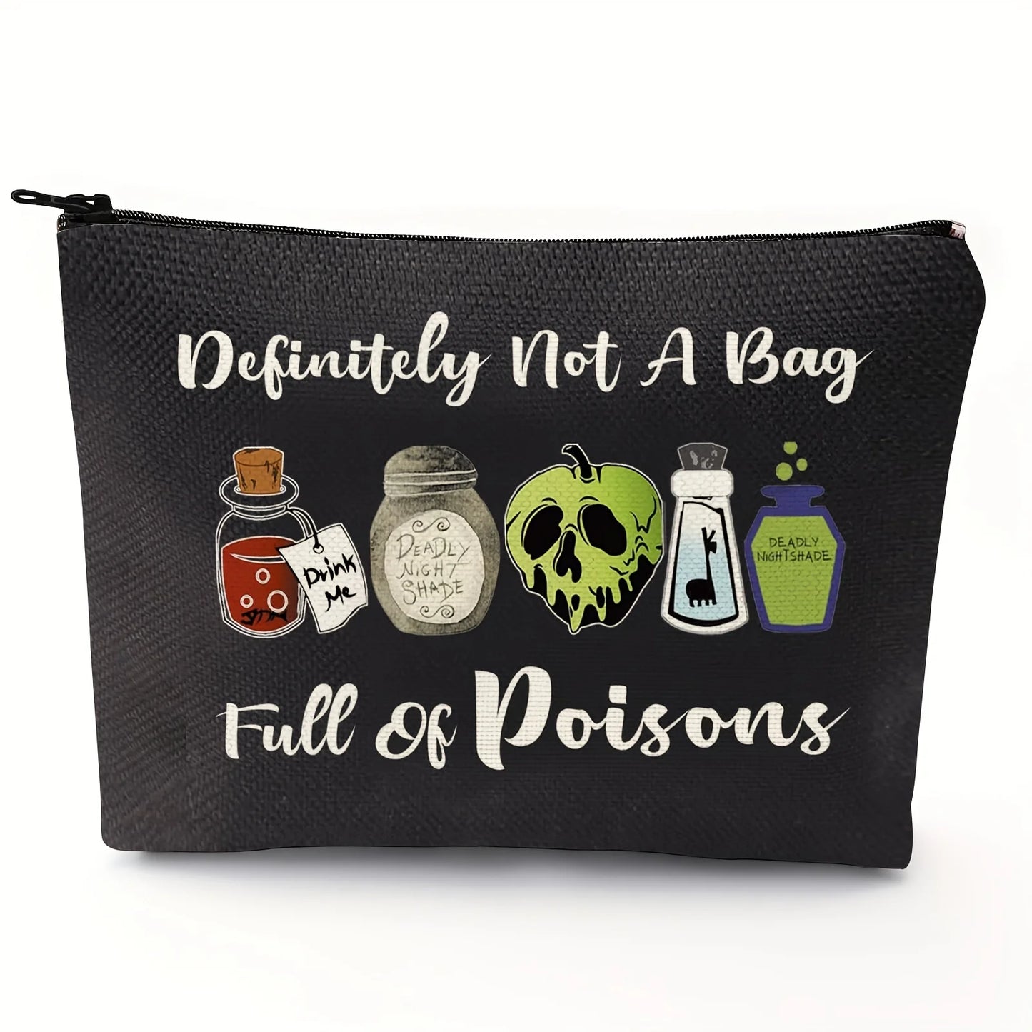 Evil Queen Poison Enthusiast Gift Large Capacity Makeup Bag with Zipper Perfect for Witch-Themed Cosmetic Pouch