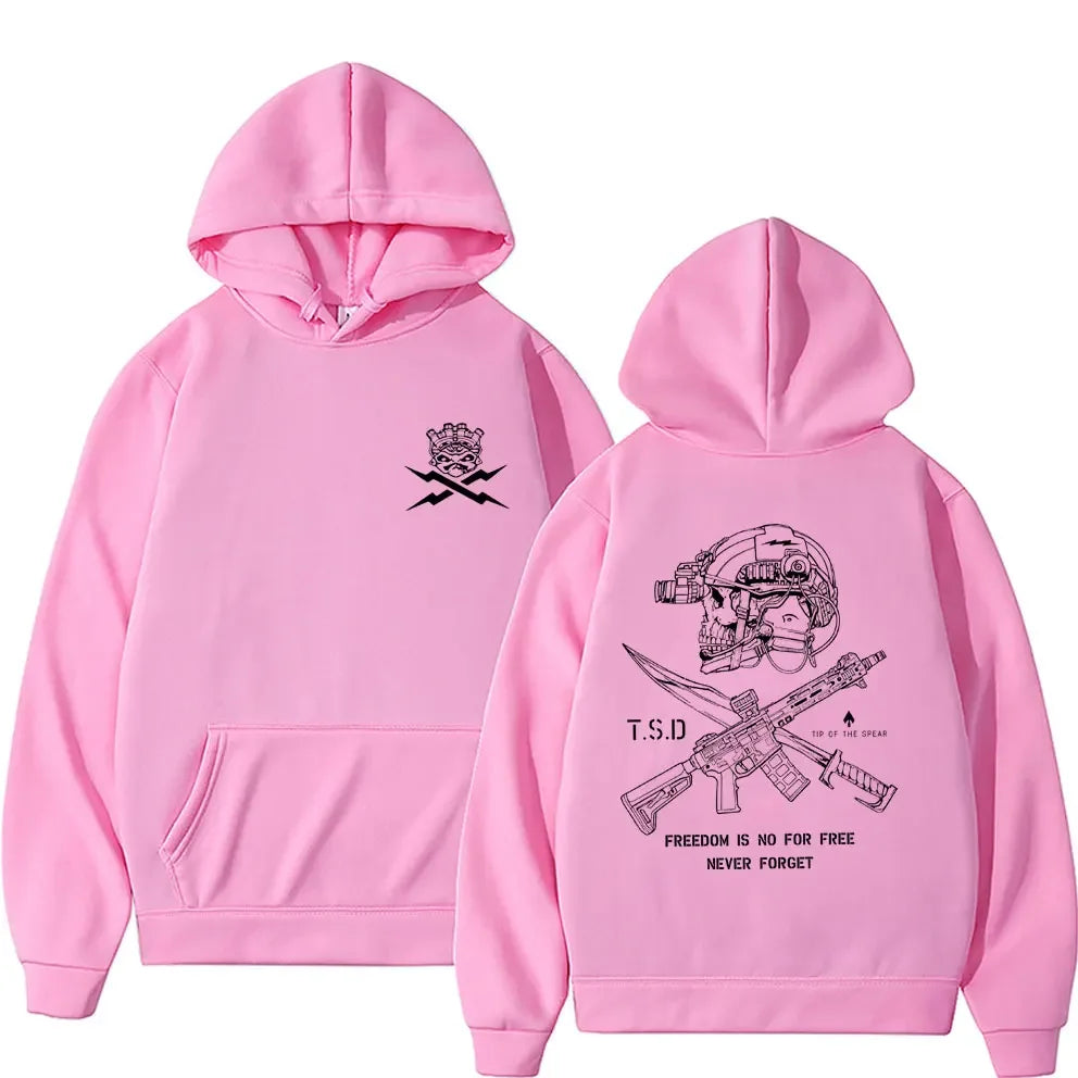 2025 Cool Sparta X-ray Tactical Skull Print Men Women Hooded Sweatshirt Autumn Winter Daily Outdoor Casual Loose Warm Sportswear