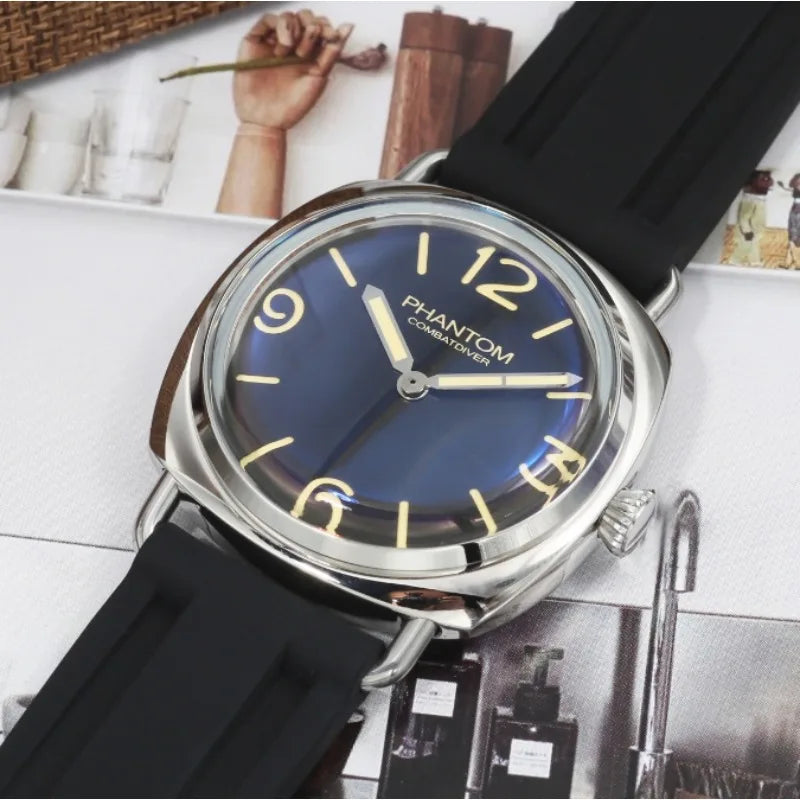 Homage Military Watches for Seiko Vh31 Sterile Dial Super Luminous 100M Waterproof Dome Len Vintage Men's Quartz Wristwatches