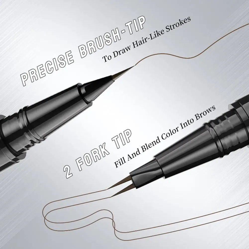 Two-pronged Eyebrow Pencil Waterproof Two-in-one Liquid Eyebrow Pencil Curved Eyebrow Pen With Fork And Precise Brush Tip Makeup