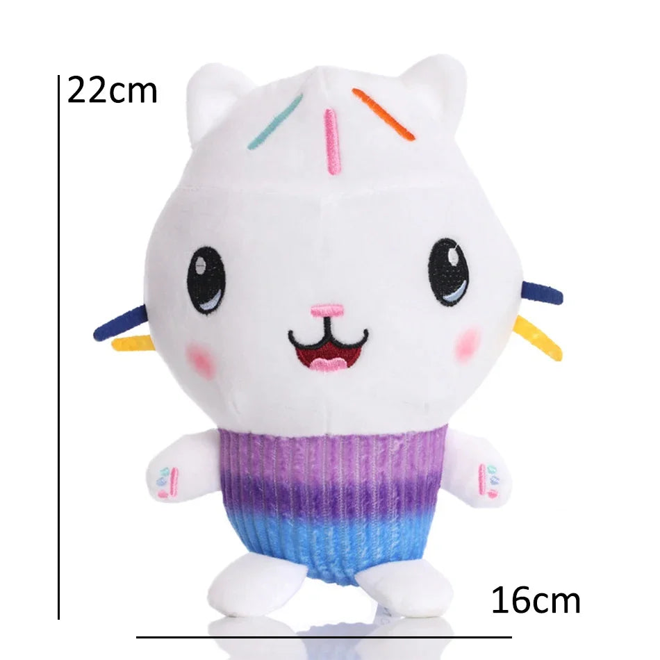 25cm 8Pcs Gabby doll house plush toy cartoon stuffed animal mermaid cat mermaid plush doll children's Christmas gift