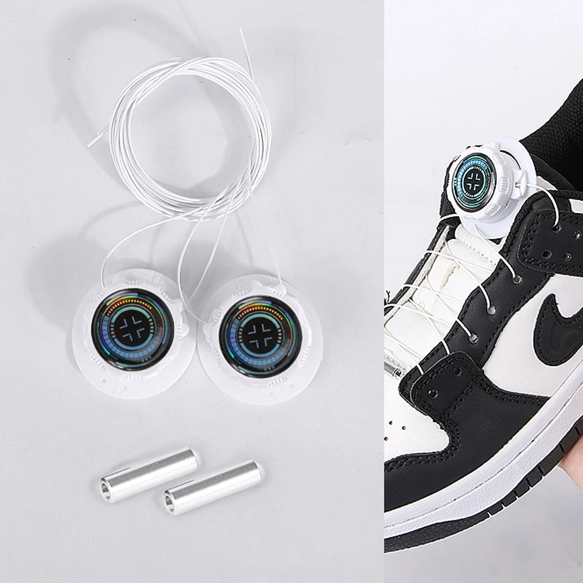 1 Pair Rotating Shoe Laces Buckle - Rotating Automatic Buckle Shoeslaces | Lock Shoe Laces Tie-less for Adults Sports Shoes