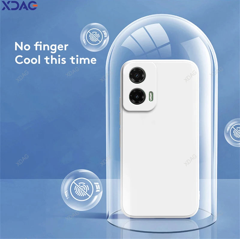 Original Basic Phone Case for Motorola Moto G35 5G Square Liquid Silicone Soft High Qualtiy Internal Flocking Bumper Cover Funda