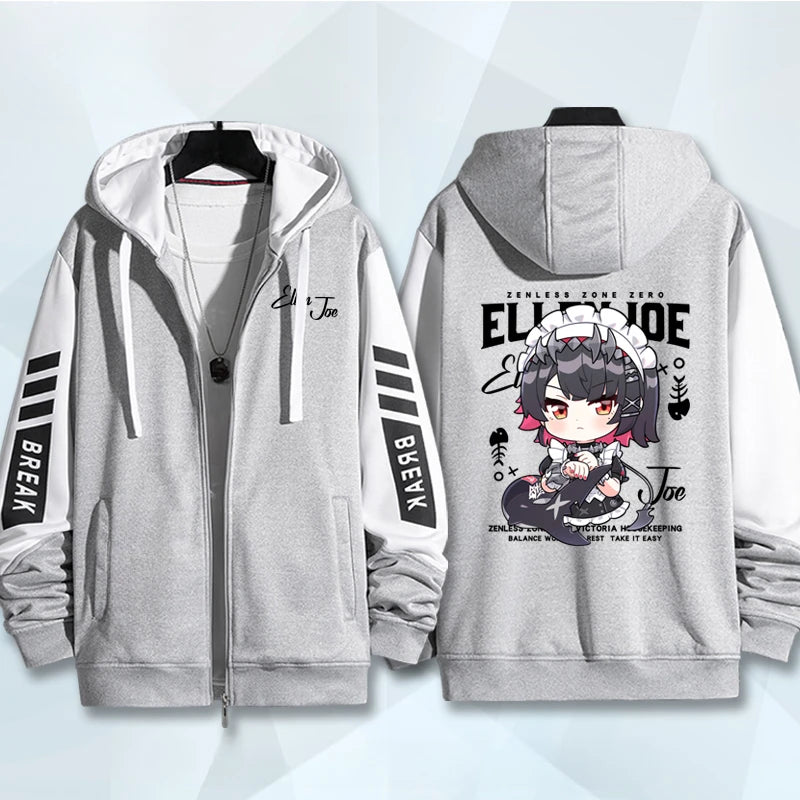 Anime Zenless Zone Zero Zip Up Women/Men Hoodie Sweatshirt ZZZ ZZZERO Ellen Joe Cosplay Zipper Hooded Jacket Outwear