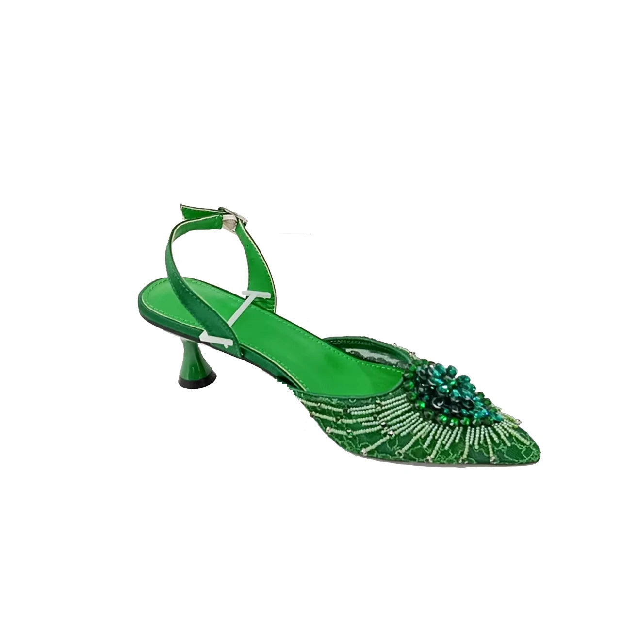 INSIGHTLINK Women Olive Green Pointed-Toe Sandals Women's High Heels Shoes and Bags for Party Rhinestone Evening Bags And Shoes