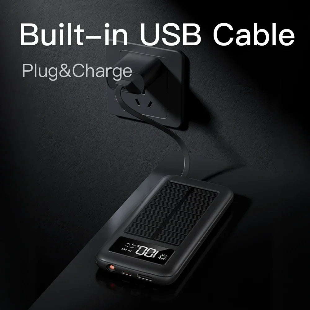 Lenovo 500000mAh Power Bank Solar Charge Portable Large Capacity Digital Display Mobile Powerbank for iPhone Huawei Samsung New