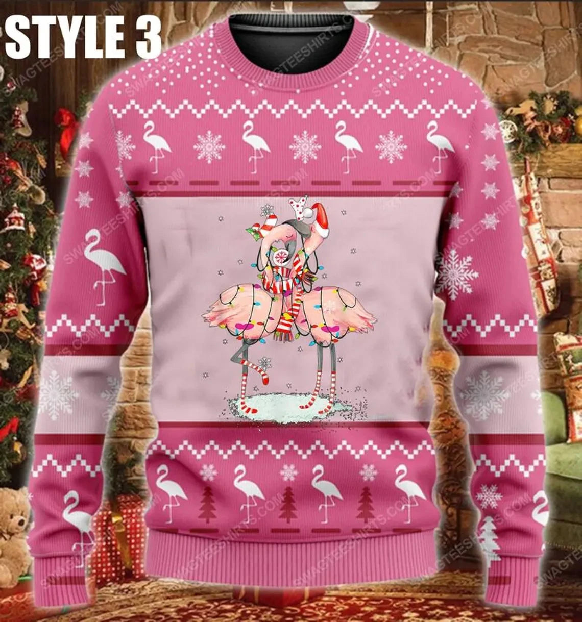 Flamingo Graphic Jumper Sweater For Women Clothes Casual Unisex Christmas Sweaters Autumn Funny Ugly Christmas Sweatshirt Hoodie