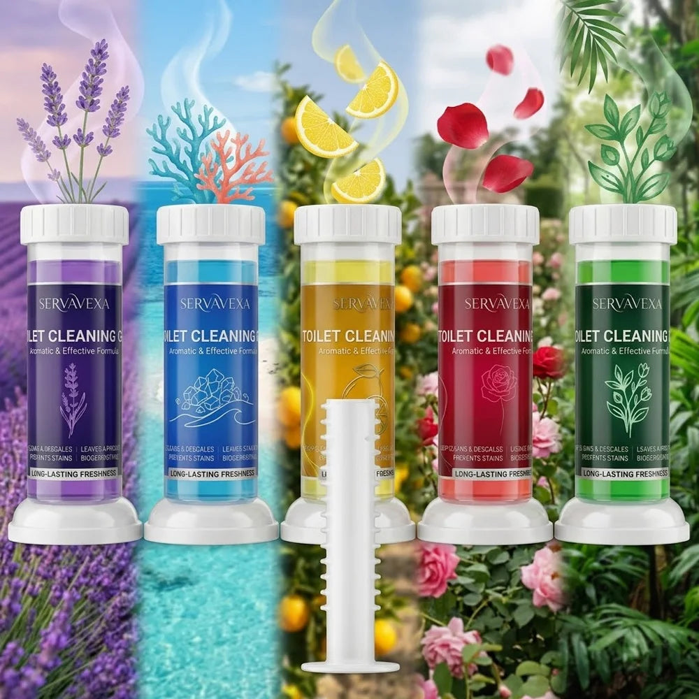 SERVAVEXA 5Pcs Toilet Cleaning Gel Stamp Aromatic Deodorizer Flower Bowl Cleaner Automatic Long Lasting Descaling Bathroom Tools