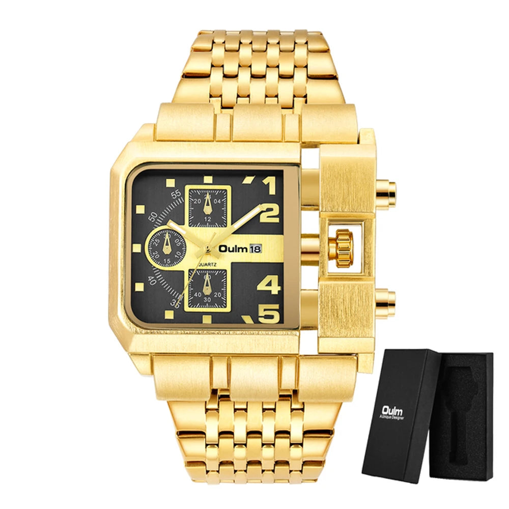 Men's Watches Mens Quartz Casual Leather Strap Wristwatch Sports Man Multi-Time Zone Military Male Watch Clock Relogios