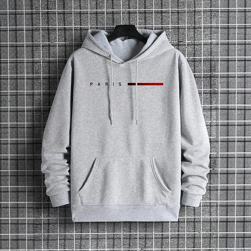 Trendy Mens Hooded Sweatshirt 2025 Urban Street Style Paris Hip Hop Fashion Hoodie Male Casual Cool Outerwear Autumn Winter Coat