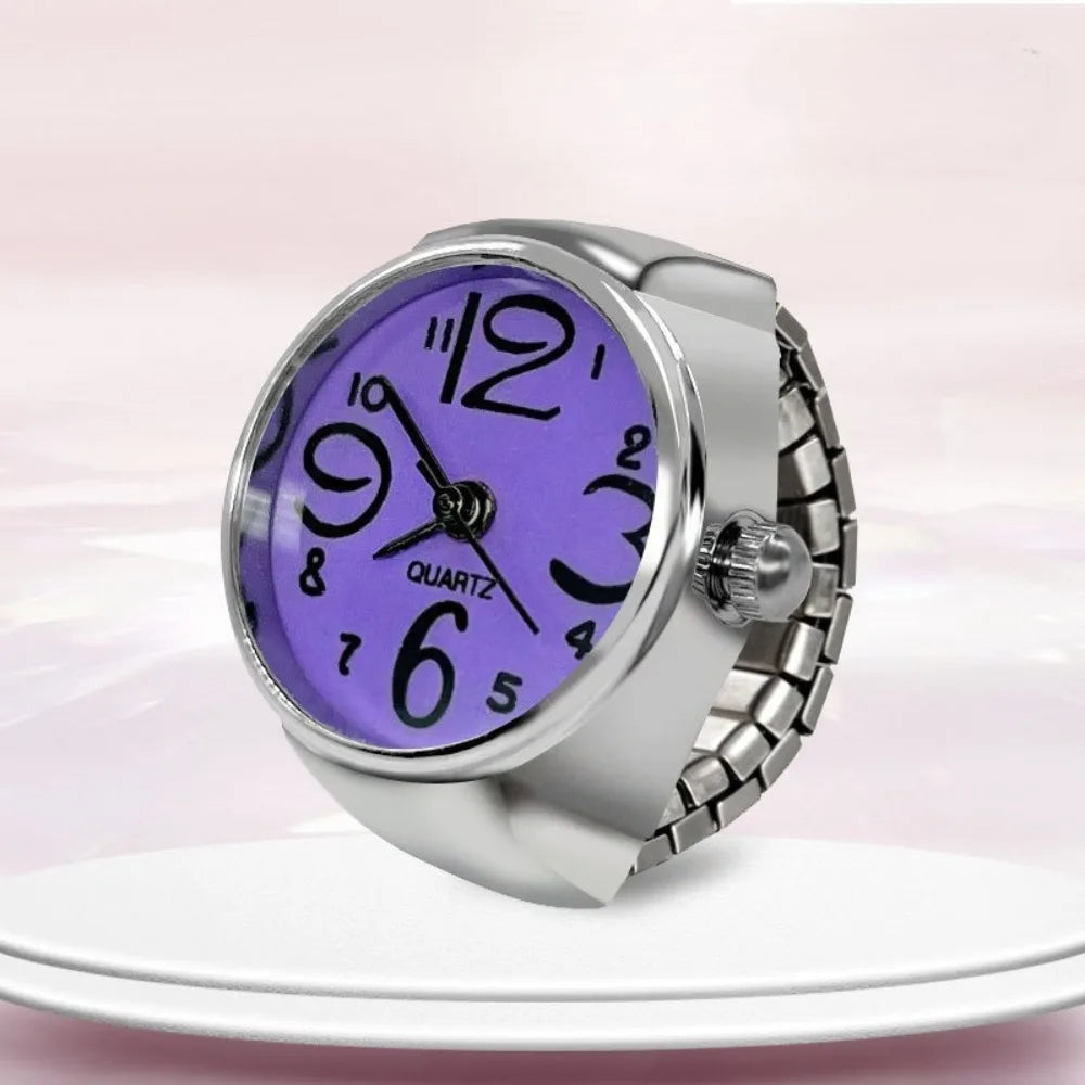 Mini Watch Rings Vintage Punk Elastic Strap Alloy Watches Women Men Couple Rings Jewelry Clock Roman Quartz Watch Rings