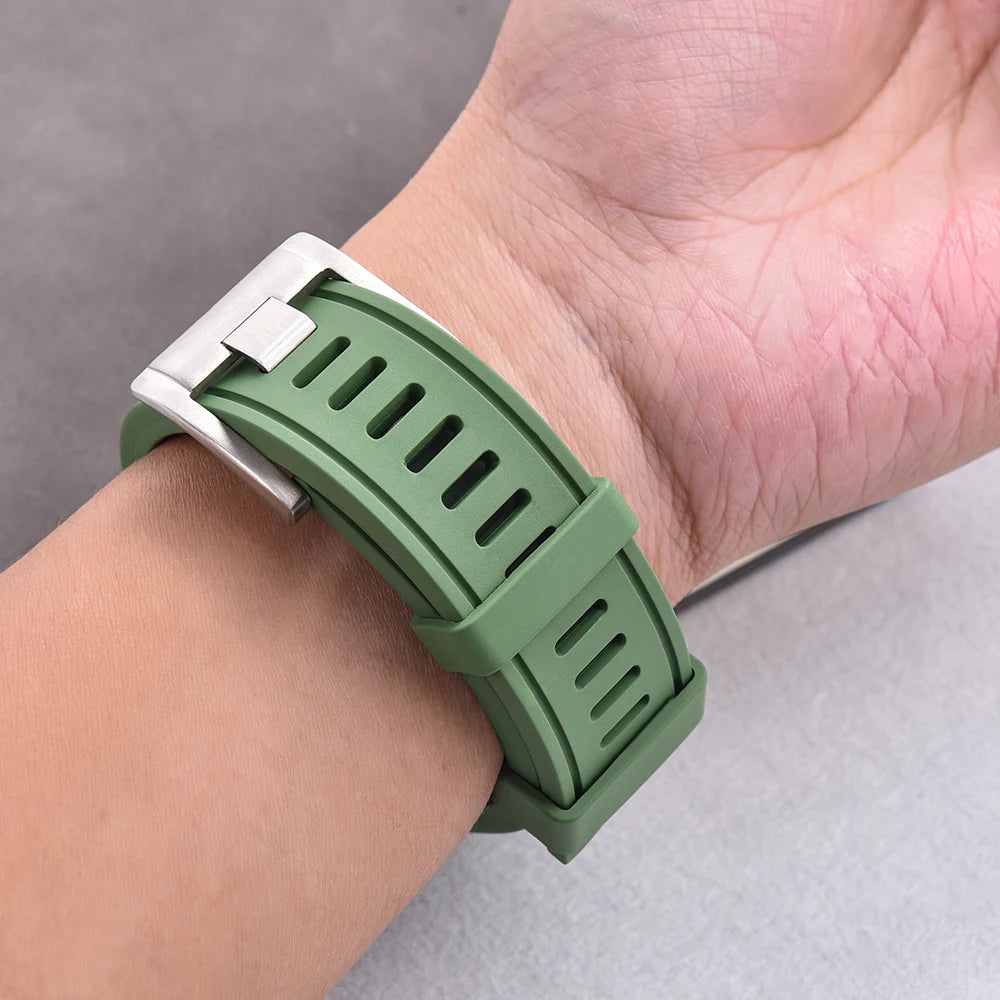 New Design Heavy Duty FKM 20mm 22mm Watch Strap Waterproof Fluororubber Band Quick Release Universal Fit For Diving/Sports Watch