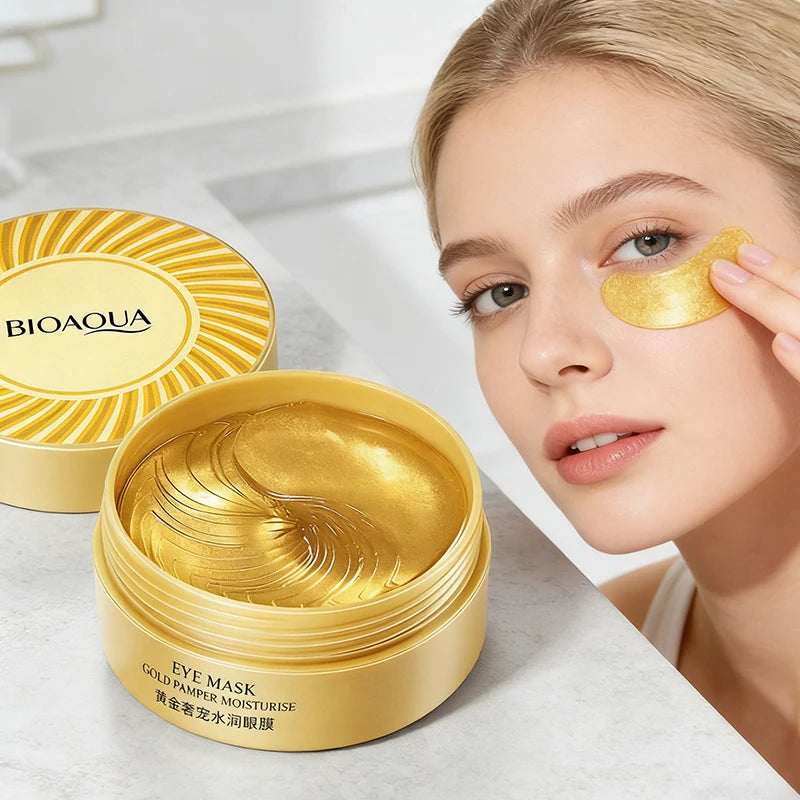 60pcs BIOAQUA Gold Crystal Collagen Eye Mask Anti Dark Circles Remove Eyes Bags Moisturizing Anti-aging Eye Patches Skin Care