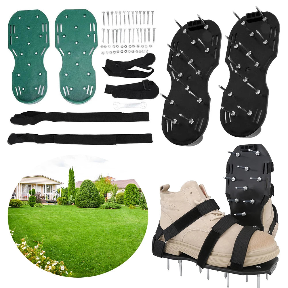 Lawn Aerator Shoes Aerator Spiked Sandals with Adjustable Strap Grass Spiked Shoes Anti-Slip for Yard Patio Garden