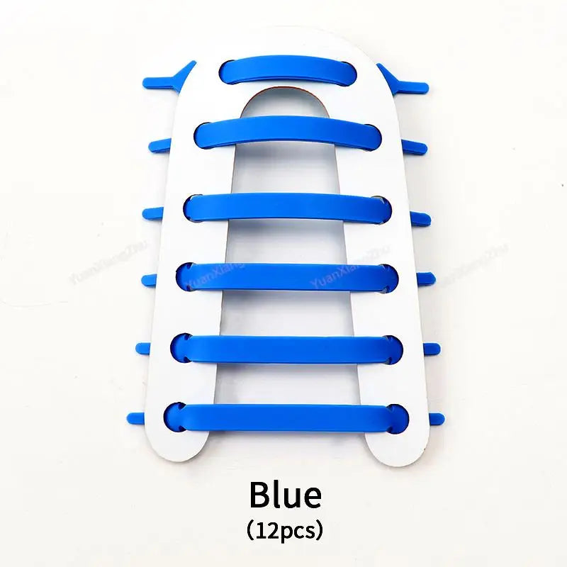 12Pcs Silicone Shoelaces for Shoes Elastic Laces Sneakers No Tie Shoe laces Kids Adult Rubber Shoelace One Size Fits All Shoes