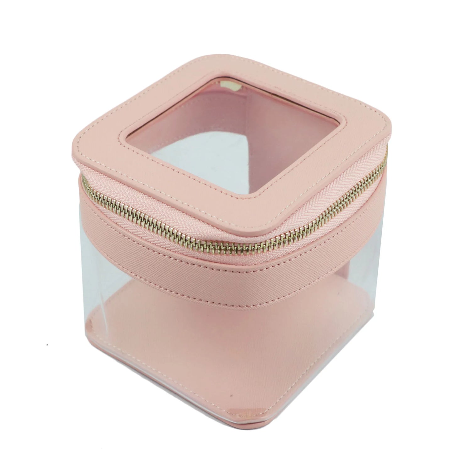 Customizable Letters Saffiano Leather Transparent Cosmetic Bag Waterproof Makeup Bag Small Cosmetic Case Set Portable For Travel