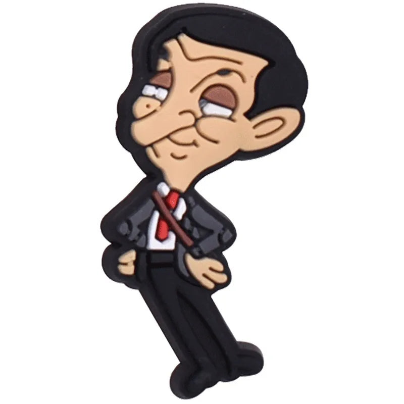 1-100Pcs Mr. Bean Shoes Charms Cartoon Funny Man Clogs Sandals Garden Shoes Accessories Decorate Buckle Kids Gifts Wholesale