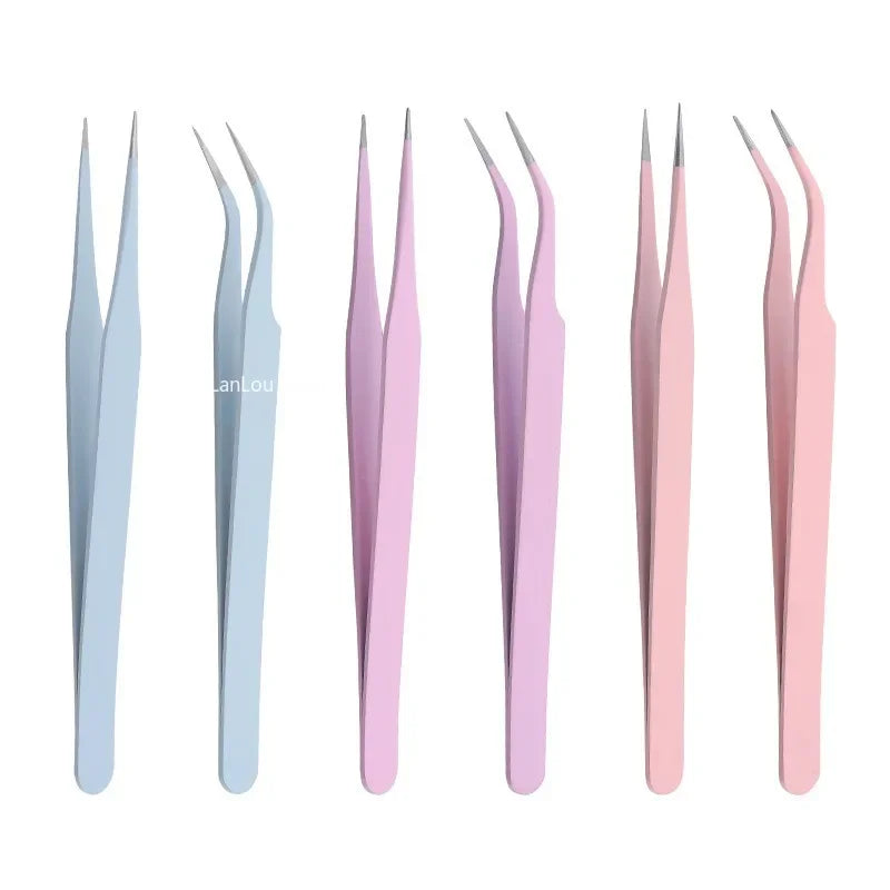 Eyebrow Tweezers Stainless Steel Slant Tip Hair Removal Makeup Tool Kit Eyelashes Extension High Precision Anti-Static Tweezers