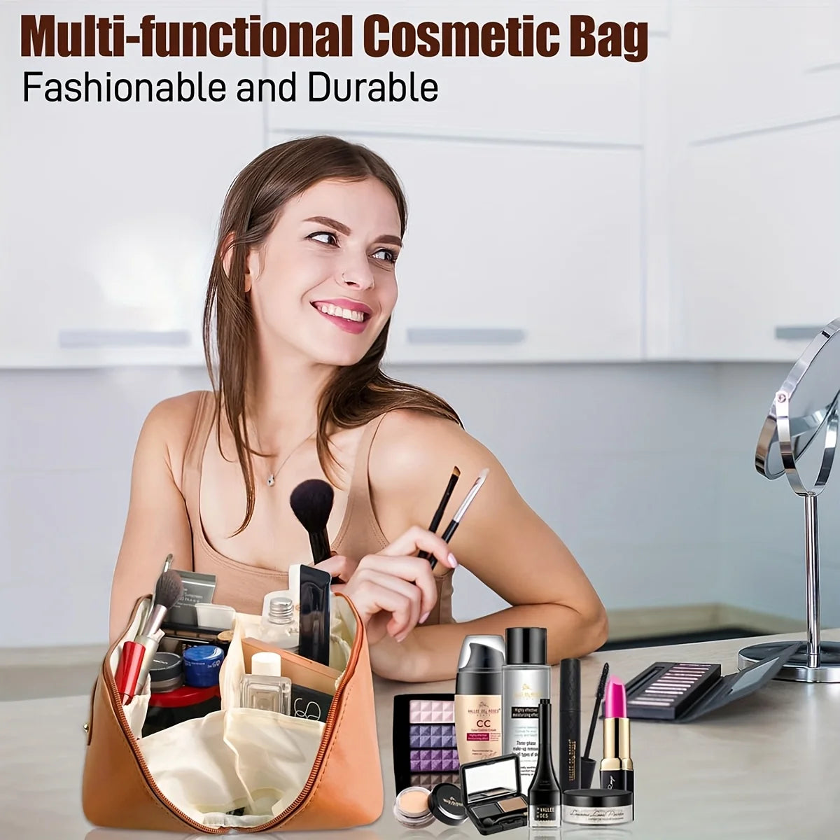 Makeup Organizer Female Toiletry Kit Bag Make Up Case Storage Pouch Luxury Lady Box, Cosmetic Bag, Organizer Bag For Travel Zip