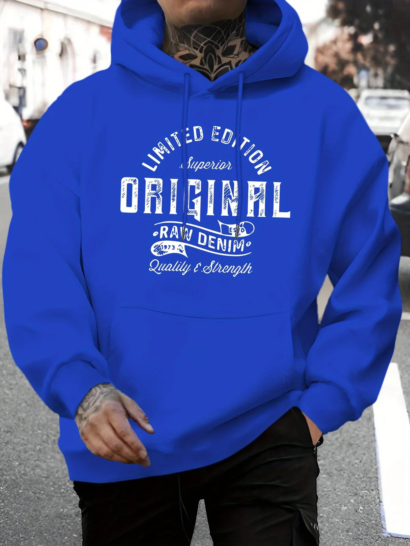 Men's top men's long sleeved round neck loose plus size autumn and winter hooded sweatshirt T-shirt top