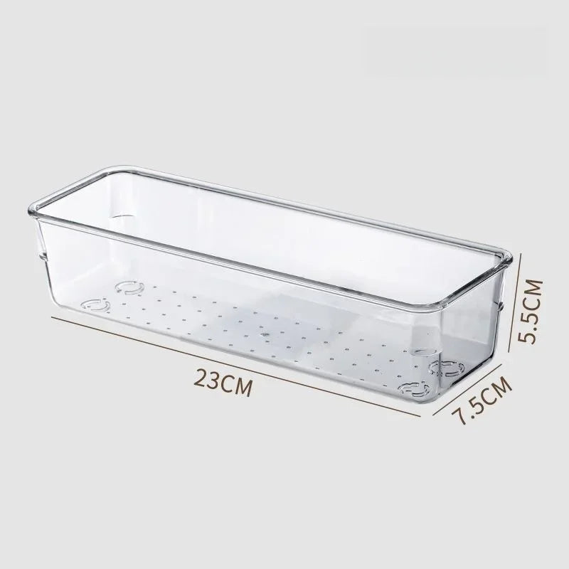 Clear Plastic Drawer Organizers 4 Sizes Makeup storage Bins Home Dresser Office Kitchen Drawer Separator sundries Organization