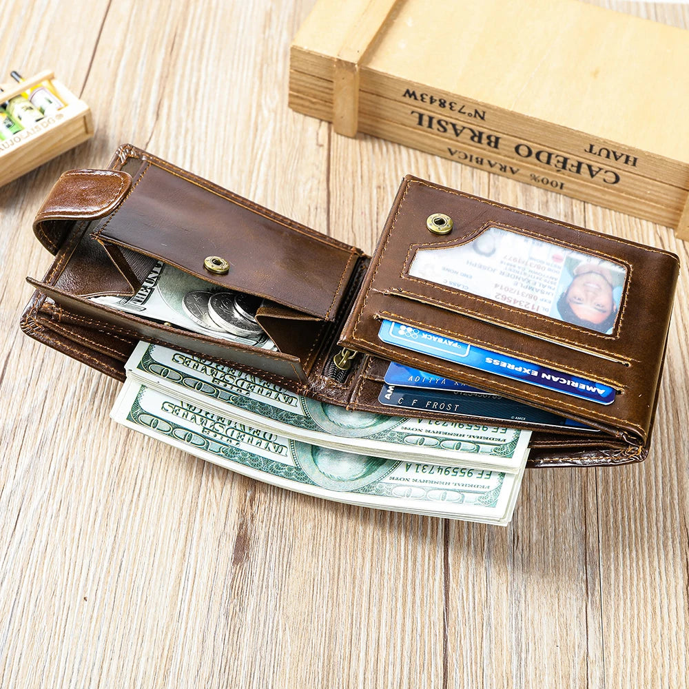 WESTAL RFID Designer Wallet Men Genuine Leather RFID Wallet Front Coin Pocket Purse Money Bag Leather Card Holder Wallet for Men