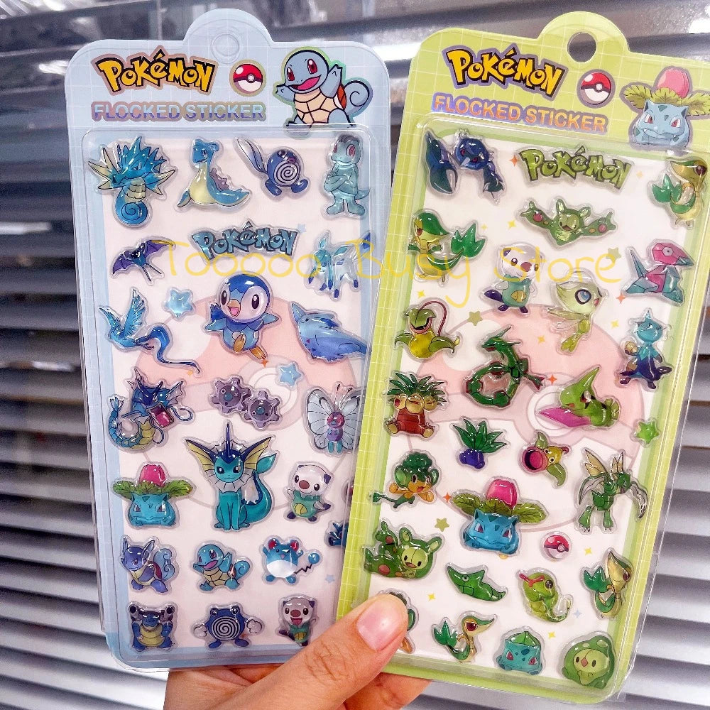 Cute Anime Pokemon 3D Resin Stickers Kawaii Pikachu Jelly Sticker Decals Crystal Decorative Sticker Phone Case DIY Kids Toy Gift