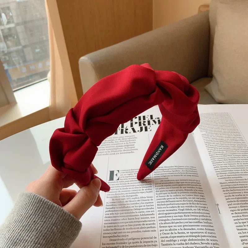 Korean Hair Accessories Solid Color Cotton Crumpled Women's Head Hoop Wide Bezel Makeup Hairbands for Ladies Headwear 2025NEW