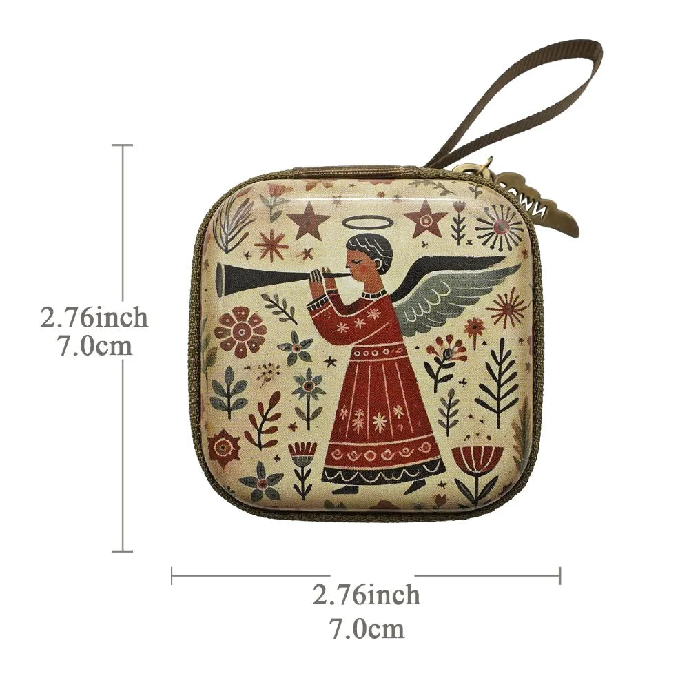 Portable Virgin Mary Prayer Rosary Storage Bag 7x7cm Zippered Religious Articles Cartoon Elegant Prayer Kit Devotees